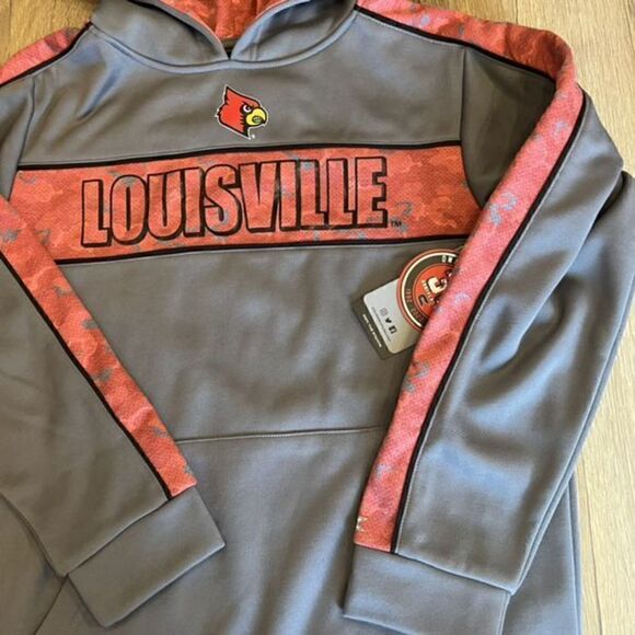 NWT Boys Colosseum Gray Louisville Cardinal Hoodie - size M - Picture 2 of 4
